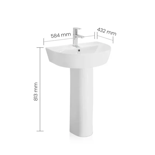 4070 WH SWISH Pedestal Basin - Image 2